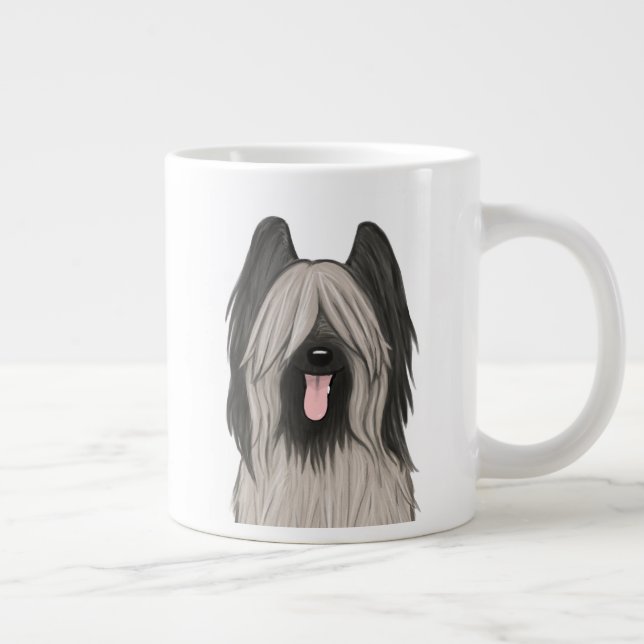 Caneca De Café Grande Cachorro de Cartoon Briard (Direita)