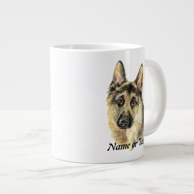 Caneca De Café Grande Cachorro de Pet de German shepherd de Aquarela Per (Frente Esquerda)