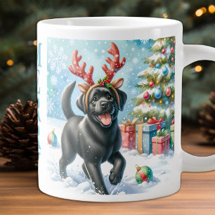Caneca De Café Grande Cachorro do Retriever Labrador Preto