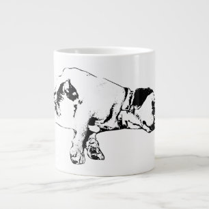 Caneca De Café Grande Cachorro e Gato Descansados Juntos De Arte Monocro