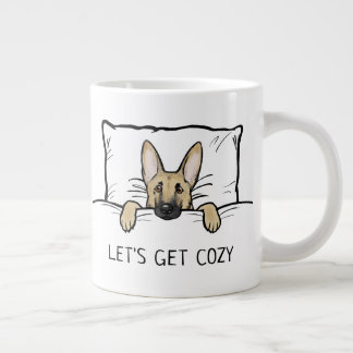 Caneca De Café Grande Cachorro German shepherd Cortado na Cama