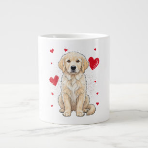 Caneca De Café Grande Cachorro Golden Retriever Cute English Cream