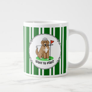 Caneca De Café Grande Cachorro Goldendoodle Jogando Golfe (whmk2 vermelh