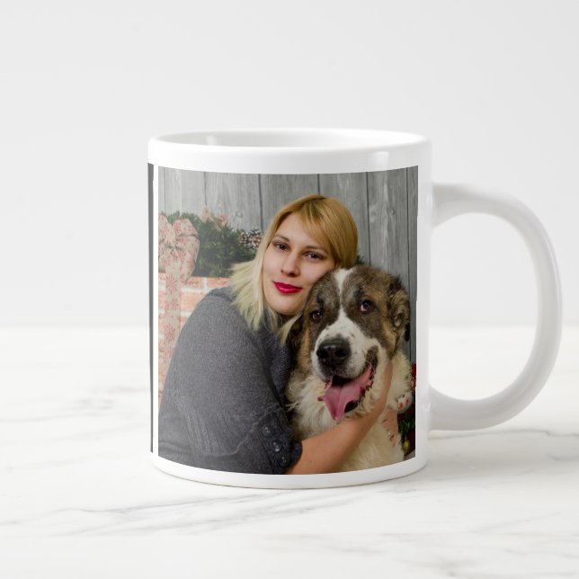 Caneca De Café Grande Cachorro Mãe Moderna Duas Fotografias Personalizad (Direita)