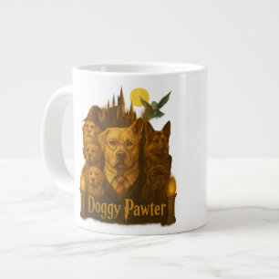 Caneca De Café Grande Cachorro Pawter Gráfico Vintage anos 90 Retro Cão