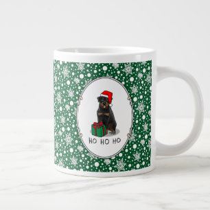 Caneca De Café Grande Cachorro Rottweiler do Natal Papai Noel