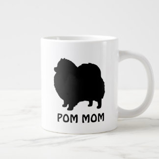 Caneca De Café Grande Cachorros Pretos da Pomerânia Silhuettes com Texto