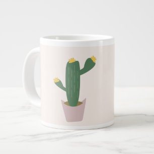 Caneca De Café Grande Cacto Alto Verde e Amarelo do Deserto