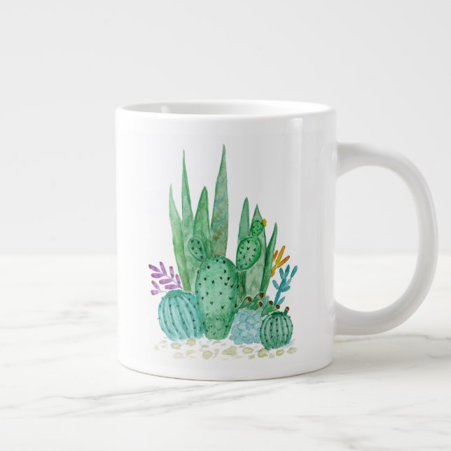 Caneca De Café Grande Cacto, aquarela (Direita)