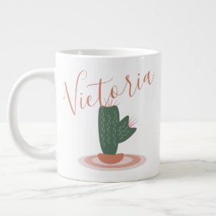 Caneca De Café Grande Cacto Moderno Espinhoso Nome