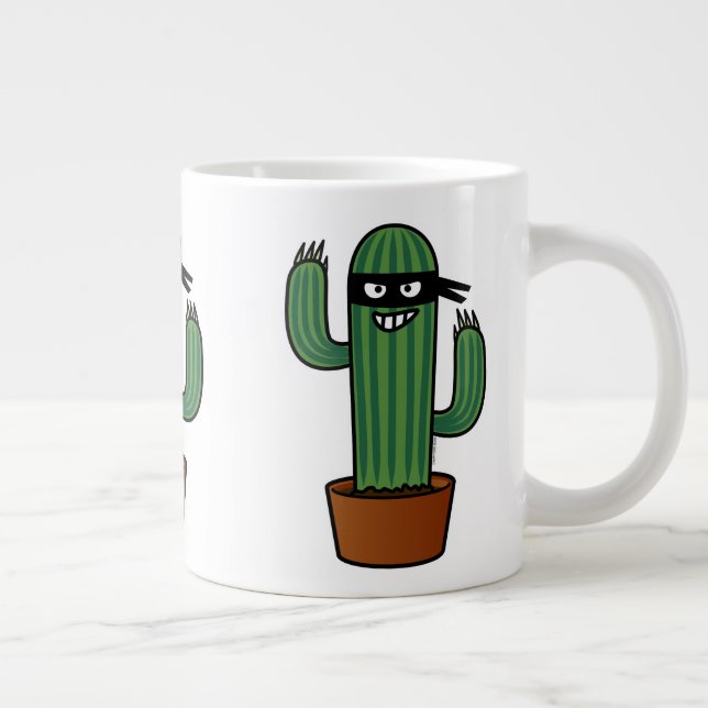 Caneca De Café Grande Cactus bandido ninja, mascarado, (Direita)