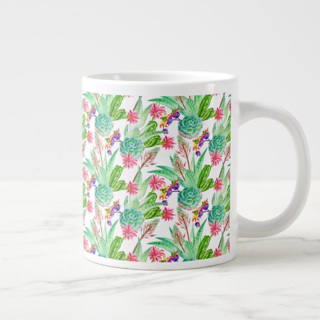 Caneca De Café Grande Cactus com aquarela brilhante e padrão de sucesso (Direita)