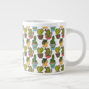 Caneca De Café Grande Cactus E Suculentes No Interior Do Pote