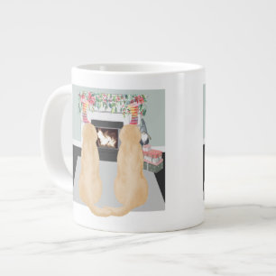 Caneca De Café Grande Cães Amarelos Labradores Na Cena De Lareira De Na