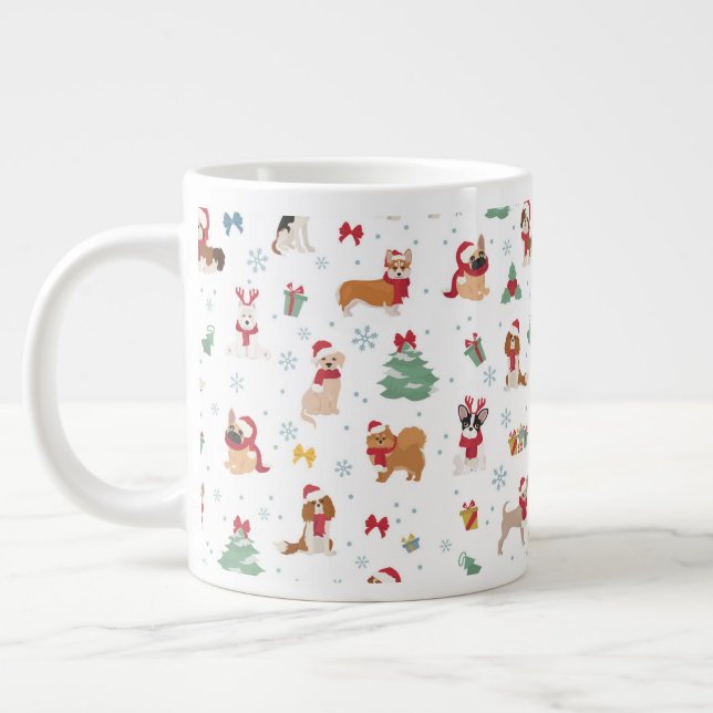 Caneca De Café Grande Cães de Natal nos Acessórios de Férias (Esquerda)