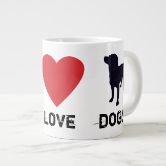 Caneca De Café Grande Cães do Amor pela Paz