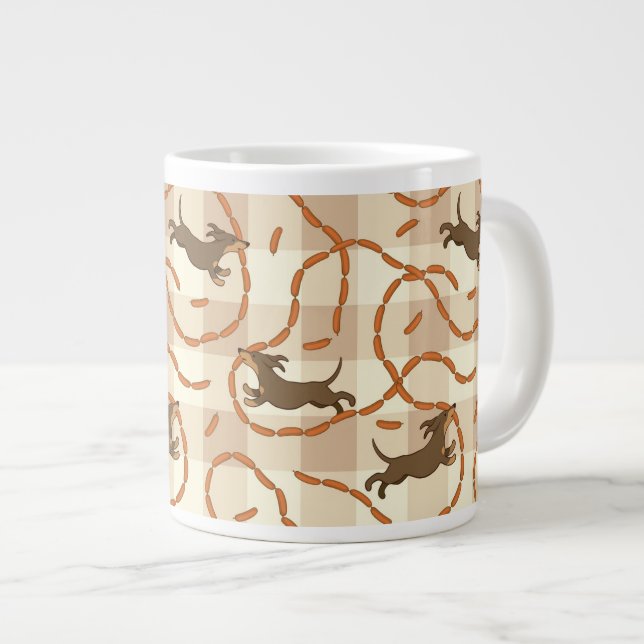 Caneca De Café Grande cães sortudos com antecedentes de salsichas (Frente Esquerda)