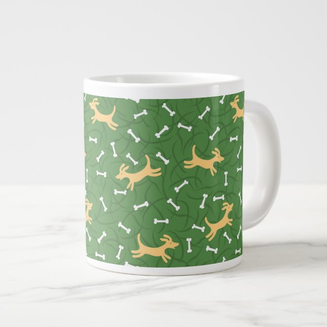 Caneca De Café Grande cães sortudos com antecedentes ósseos (Frente Esquerda)