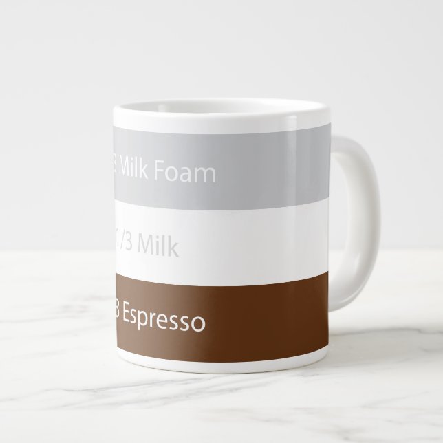 Caneca De Café Grande Café cappuccino de receita | DESIGN DE TEXTO (Frente Esquerda)