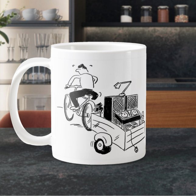 Caneca De Café Grande Café Cartoon DJ Móvel (Mobile DJ Mug - Large)
