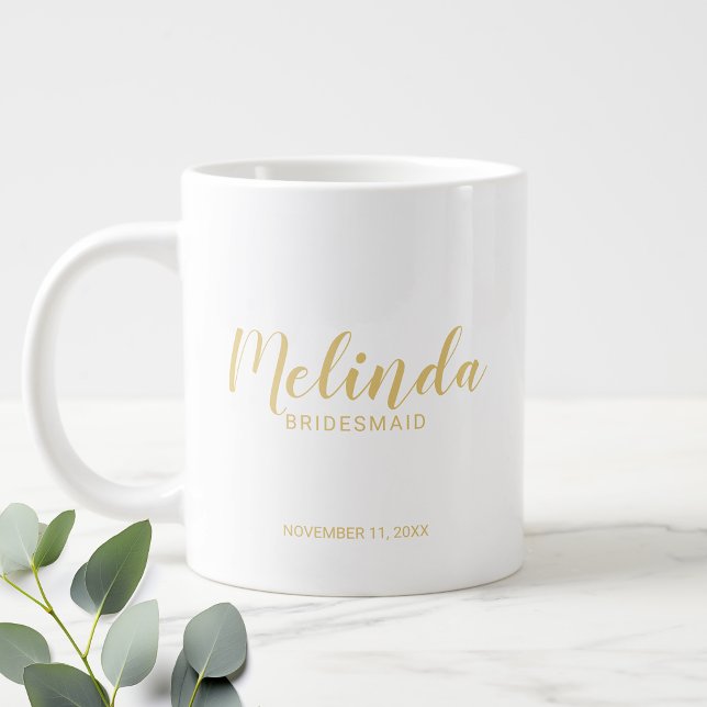 Caneca De Café Grande Café Dourado de Bridesmaids Personalizados de Scri (Criador carregado)