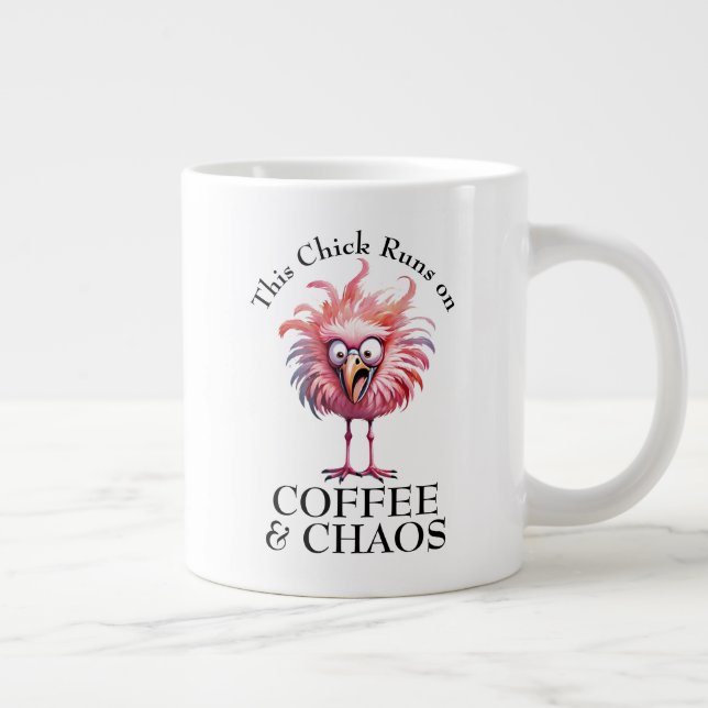 Caneca De Café Grande Café e Caos Frase Engraçada (Direita)