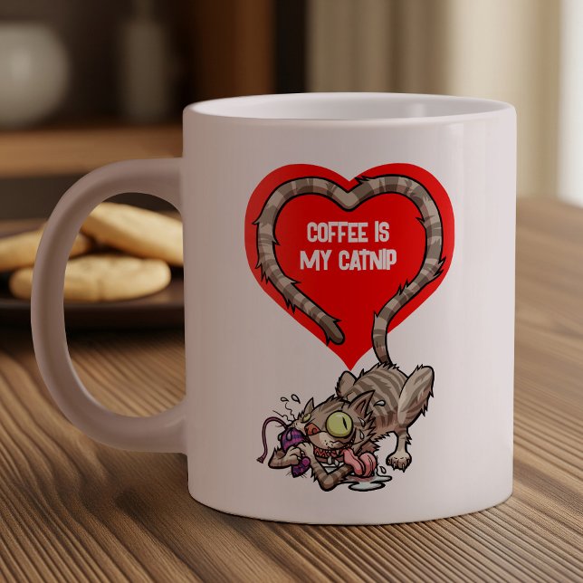 Caneca De Café Grande Café É Meu Cartoon De Gato Engraçado E Obcecado (Criador carregado)