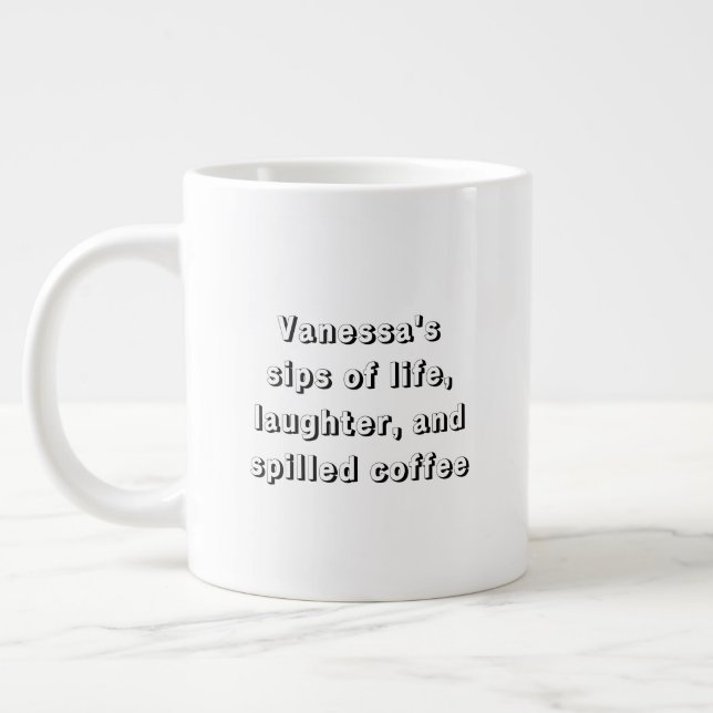 Caneca De Café Grande Café Engraçado dizendo com Mug de Personalização (Esquerda)