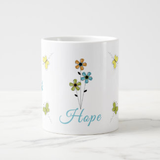 Caneca De Café Grande Café Jumbo Mug-Faith-Hope-Love-Butterfly-Flower