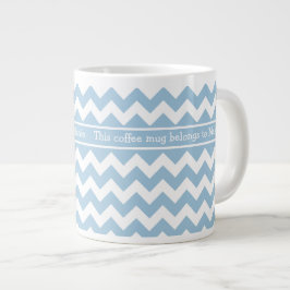 Caneca De Café Grande Café Jumbo Personalizado - Caneca Azul e Chevrons