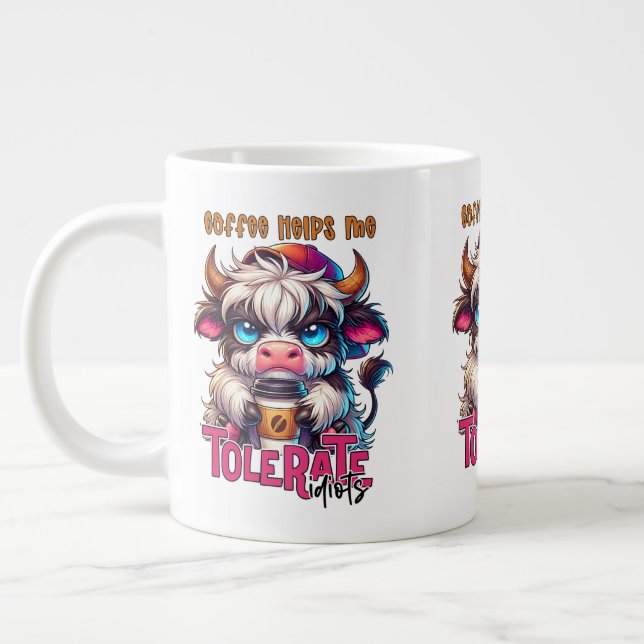 Caneca De Café Grande Café Me Ajuda a Tolerar Idiotas  (Esquerda)