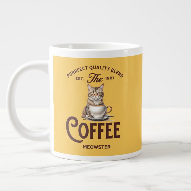 Caneca De Café Grande Café Meowster: Engraçado Presente De Sobrecarga De (Esquerda)