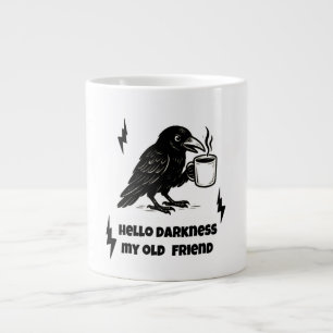 Caneca De Café Grande Café Raven - Olá Escuridão Meu Velho Amigo