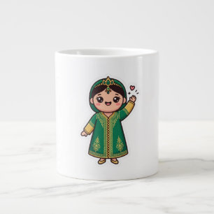 Caneca De Café Grande Caftan Marroquino Kawaii Fofo Vestido Tradicional