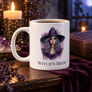 Caneca De Café Grande Caldeirão de Bruxa – Arte de Bruxa Roxa Halloween