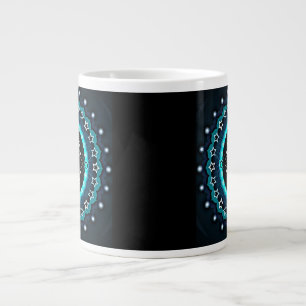 Caneca De Café Grande Caleidoscópio Mandala com fundo preto