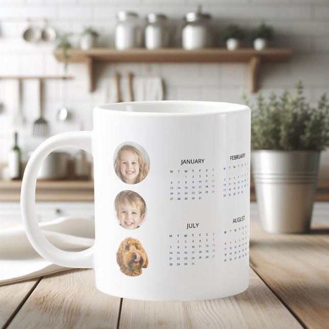 Caneca De Café Grande Calendário personalizado 2025 com três fotos gigan (Criador carregado)