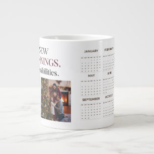 Caneca De Café Grande Calendário Personalizado de Foto Moderno Minimalis