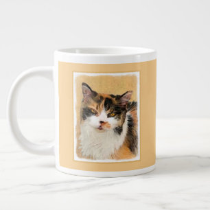 Caneca De Café Grande Calico Cat Painting - Gato Original Bonito
