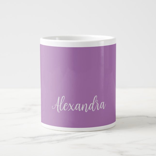 Caneca De Café Grande Caligrafia de Lavanda de Adicionar Nome Simples Mi (Frente)