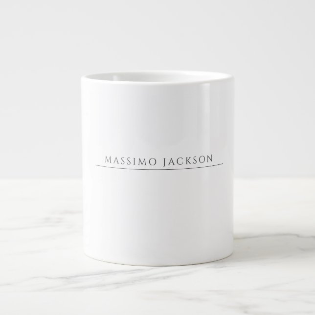 Caneca De Café Grande Caligrafia de Nome Próprio Chic Simples Preto Bran (Frente)