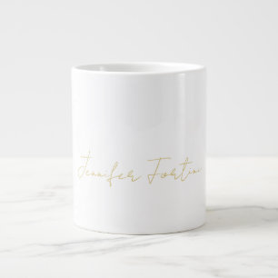 Caneca De Café Grande Caligrafia Elegante Cor Dourada Nome Simples e Pla