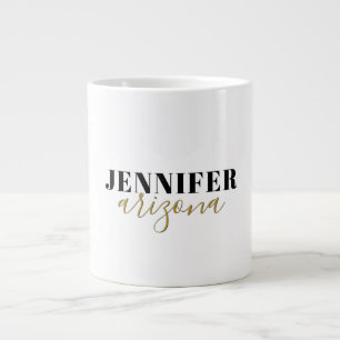 Caneca De Café Grande Calliografia - Placa Elegante Adicionar Nome Própr