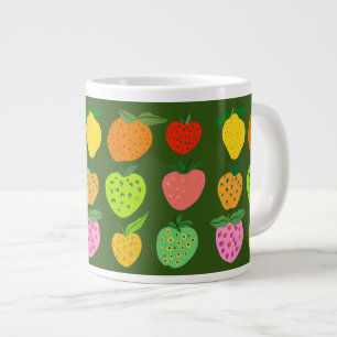 Caneca De Café Grande Cama de café gigante com padrão frutado colorido