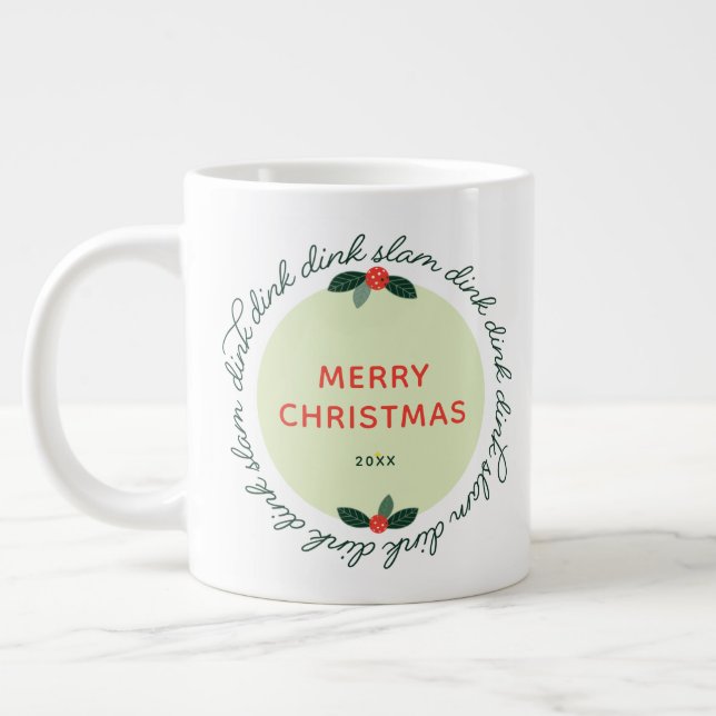 Caneca De Café Grande Camada de Natal Personalizada de Pickleball (Esquerda)
