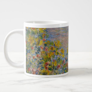 Caneca De Café Grande Camas de Flores em Vétheuil, Paisagem Impressionis