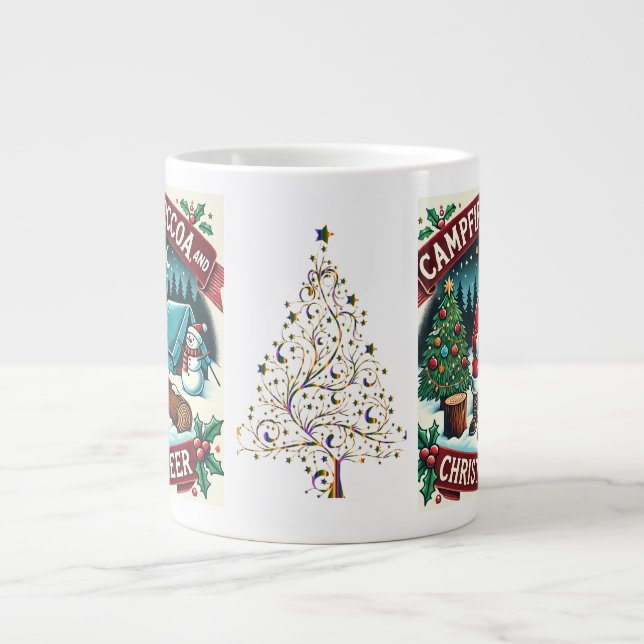 Caneca De Café Grande Camfire, Cacau e Natal Cheer: Atenção (Frente)