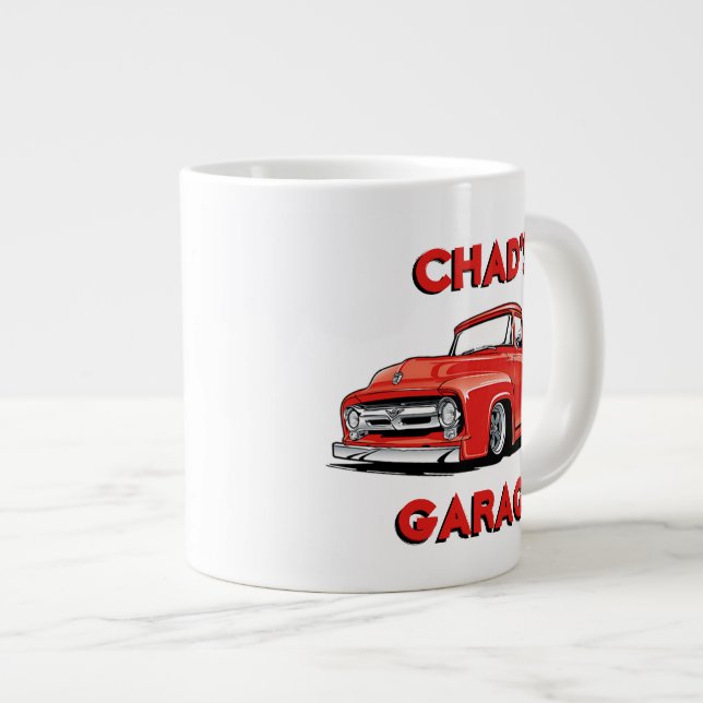 Caneca De Café Grande Caminhão Clássico de Garagem do Chade (Frente Esquerda)