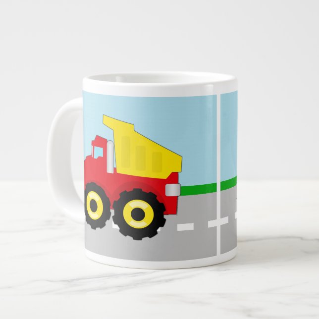 Caneca De Café Grande Caminhão de lixo para construção de crianças (Frente Esquerda)