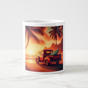 Caneca De Café Grande caminhão de surf tropical/Havaiano vintage